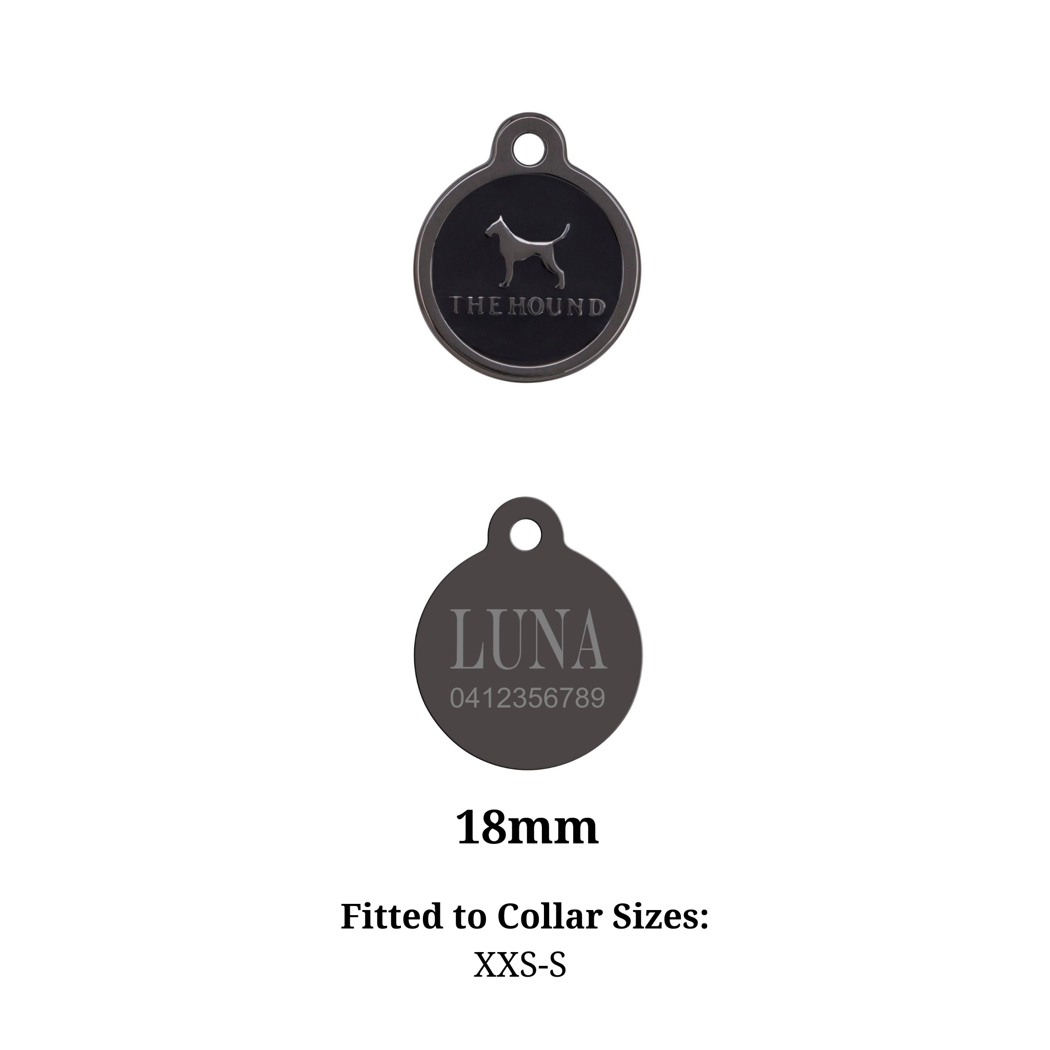 PERSONALISED ID TAG - GUNMETAL GREY - SIZE XXS-S