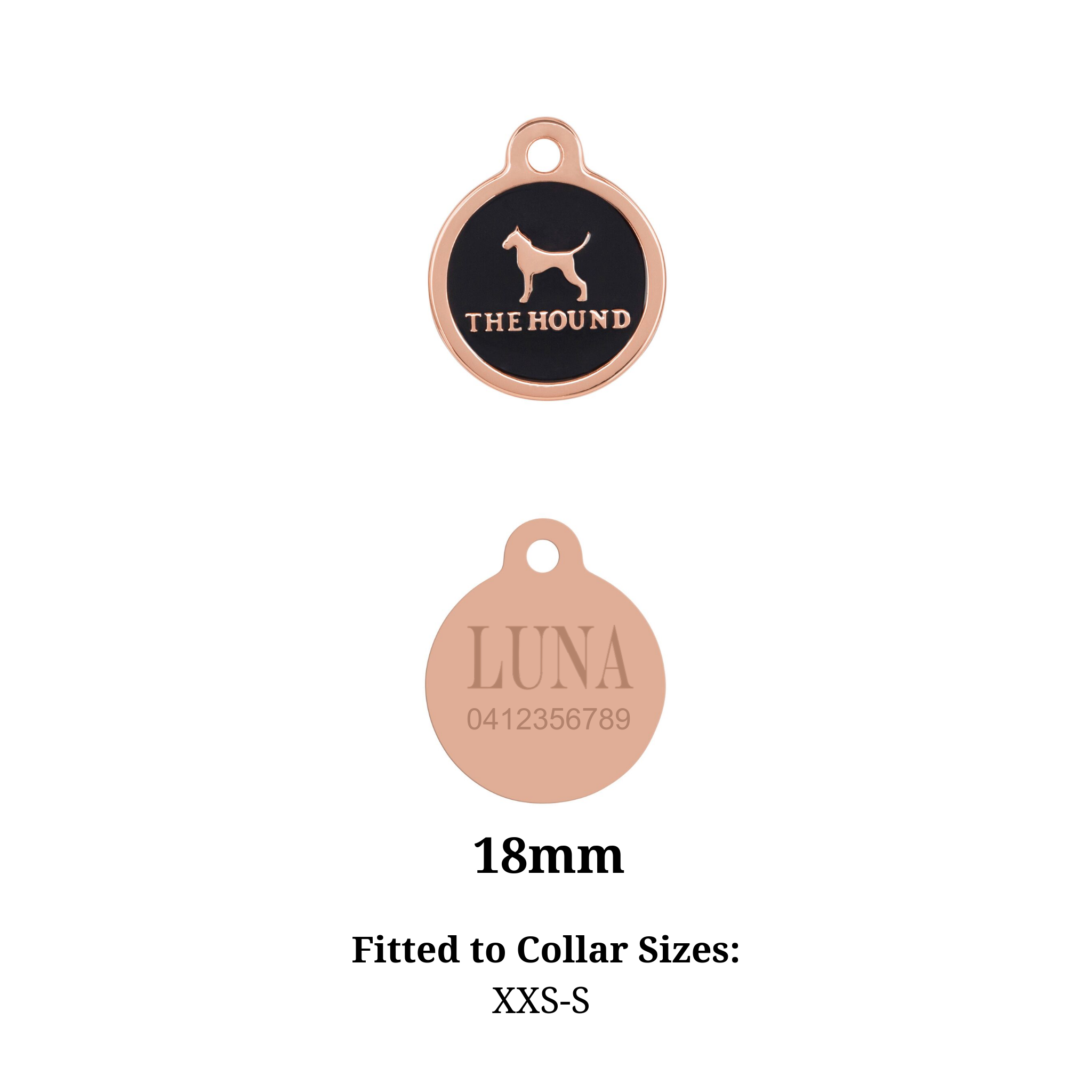 *PERSONALISED ID TAG - ROSE GOLD - SIZE XXS-S