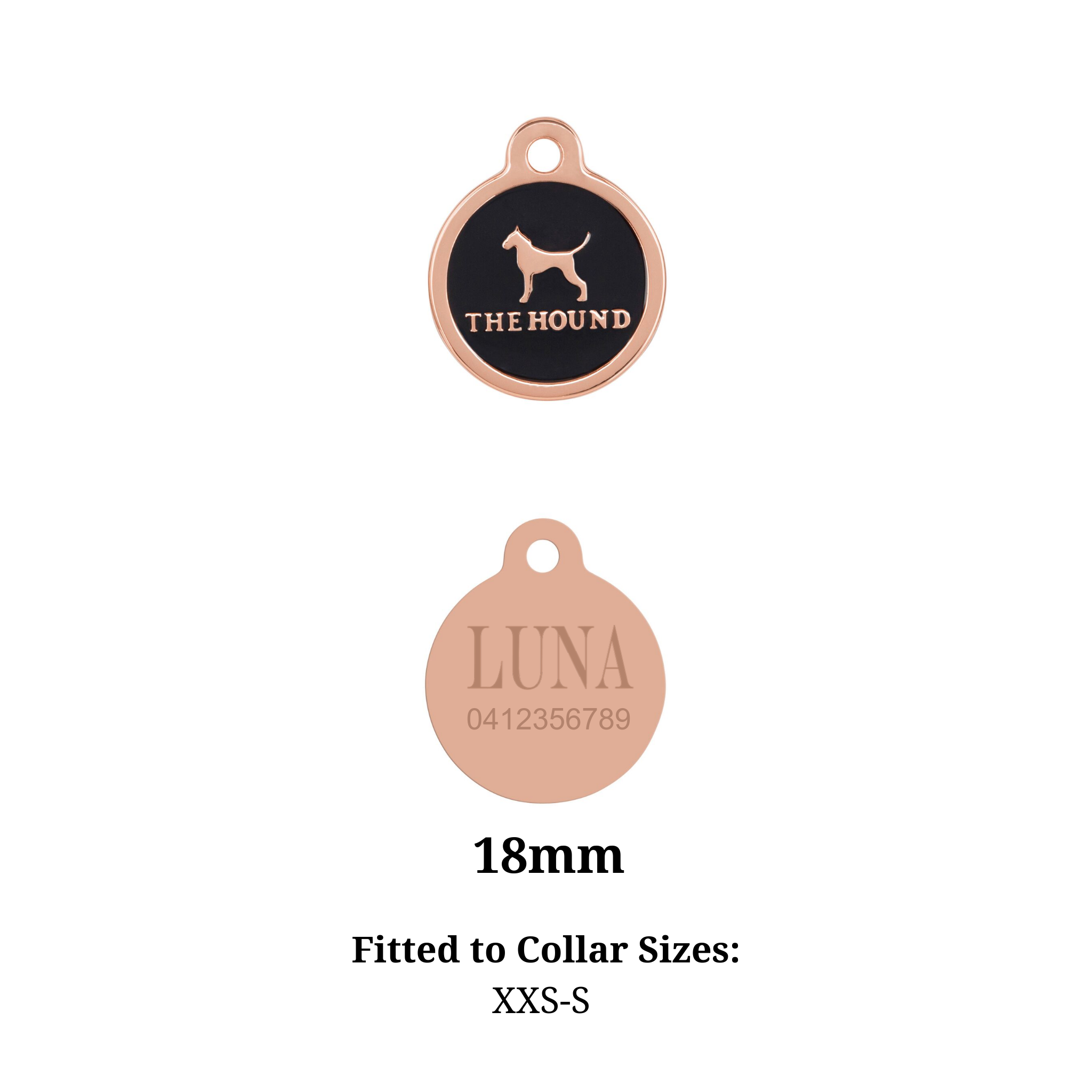 PERSONALISED ID TAG - ROSE GOLD - SIZE XXS-S