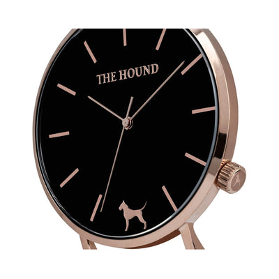 Rose gold and black watch face and crown designed by THE HOUND.