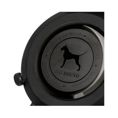 Matte black and black watch caseback designed by THE HOUND.