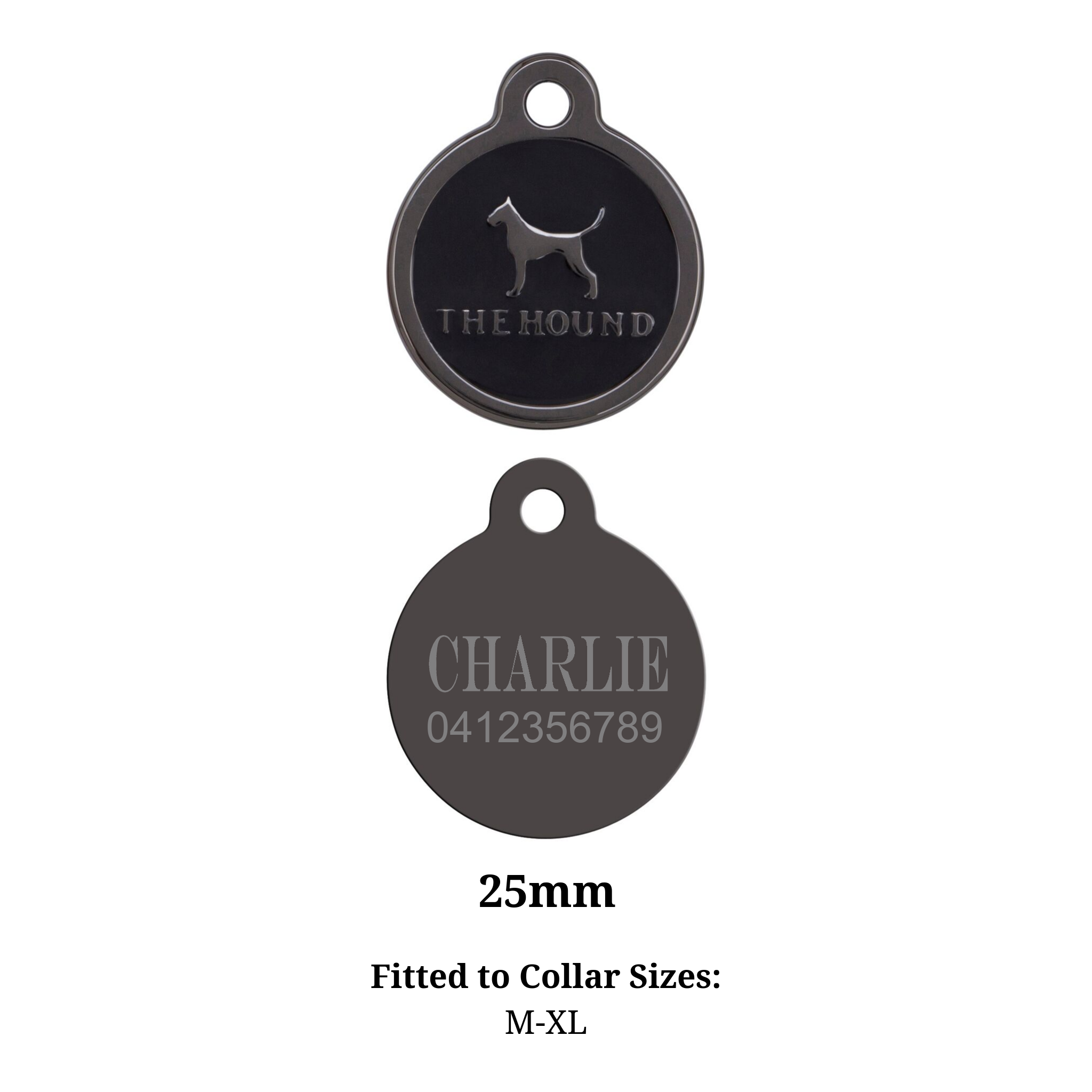 PERSONALISED ID TAG - GUNMETAL GREY - SIZE M-XL