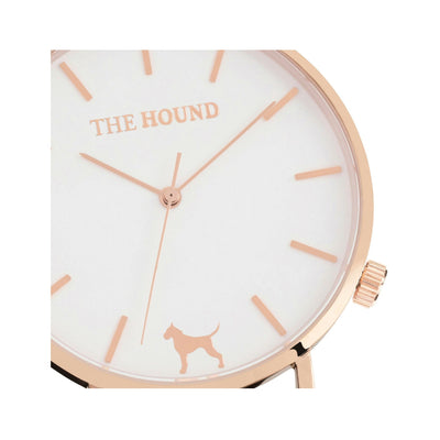 Rose gold and white watch face designed by THE HOUND.