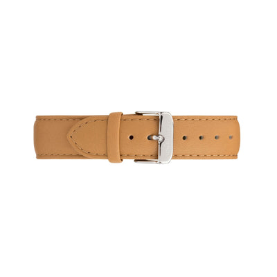 Silver & White Watch<br>+ Camel Leather Band<br>+ Camel Leather Band