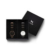 Custom gift set - Rose gold and black watch with black nato band and a silver and white watch with black nato leather band