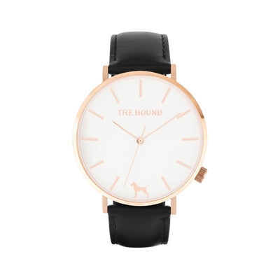White Rose Watch<br>+ Black Leather Band<br>+ Black Leather Band