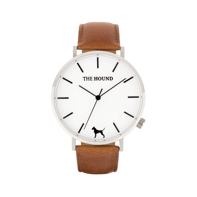 Silver & White Watch<br>+ Tan Leather Band<br>+ Tan Leather Band