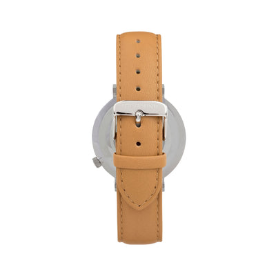 Silver & White Watch<br>+ Camel Leather Band<br>+ Black Nato Band