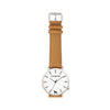 Silver & White Watch<br>+ Camel Leather Band<br>+ Tan Leather Band