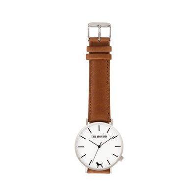 Silver & White Watch<br>+ Tan Leather Band<br>+ Camel Leather Band