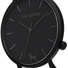 Gift Set - Matte Black Watch with Black Leather Band