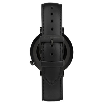 Gift Set - Matte Black Watch with Black Leather Band