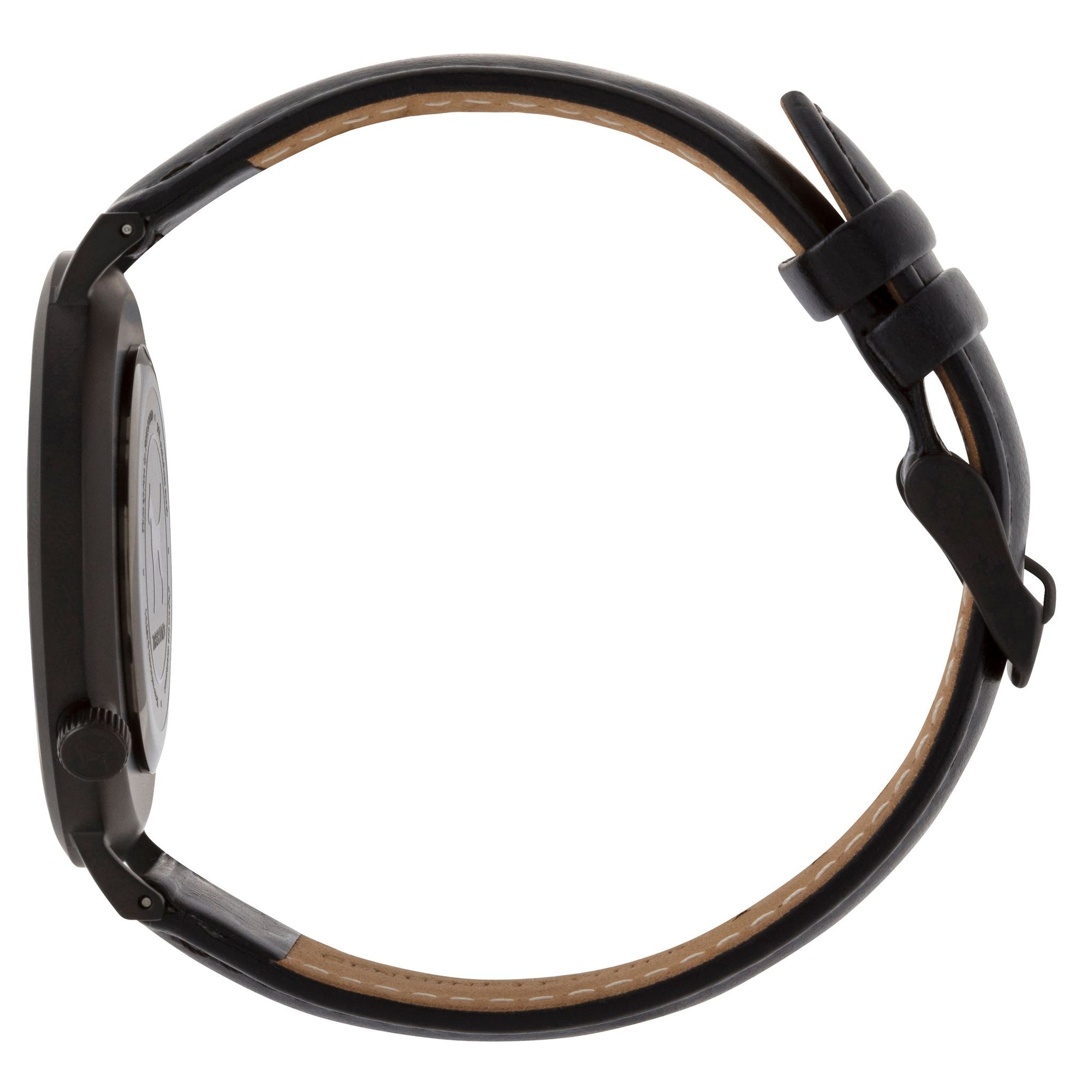 Gift Set - Matte Black Watch with Black Leather Band