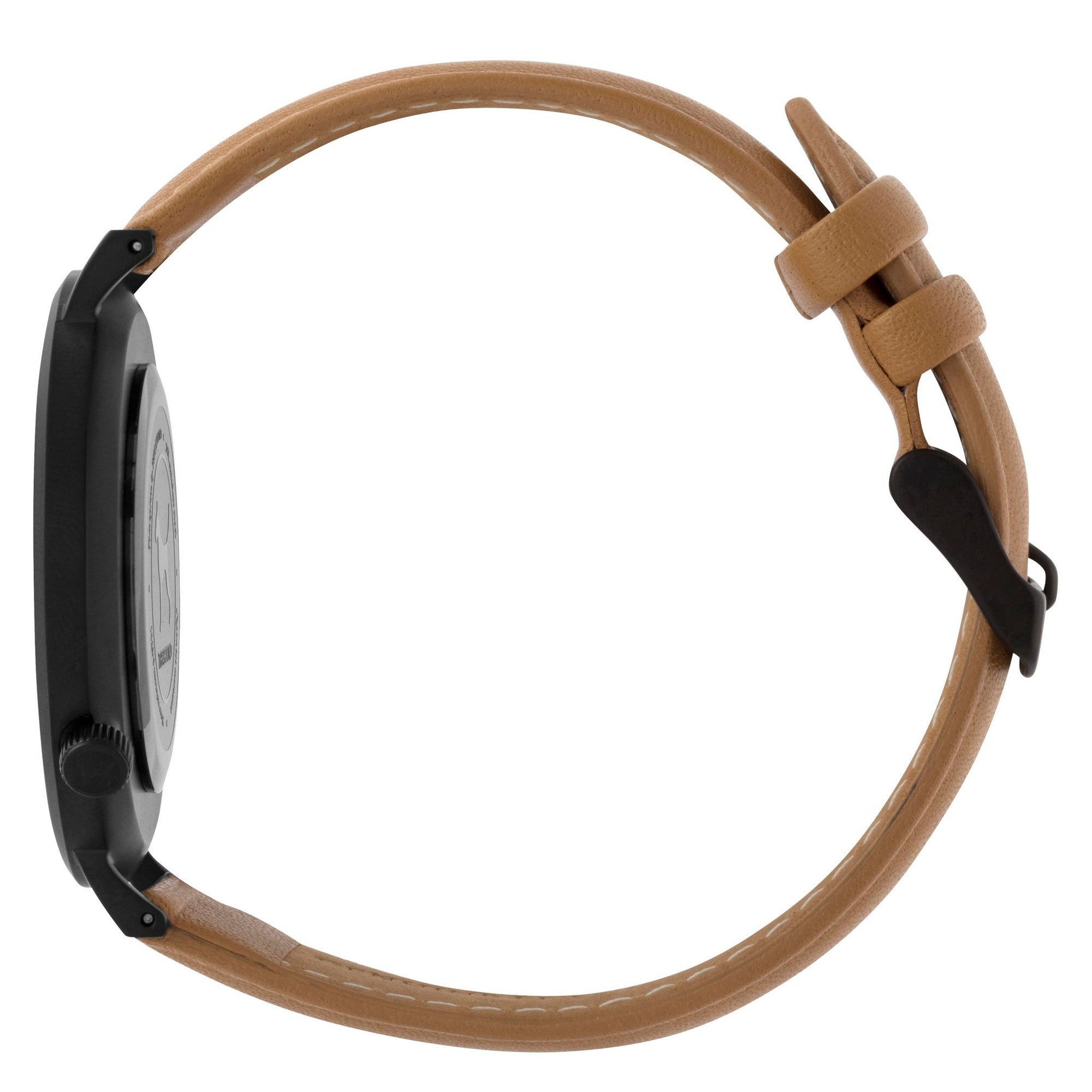 Extra Watch - Matte Black & Camel Leather