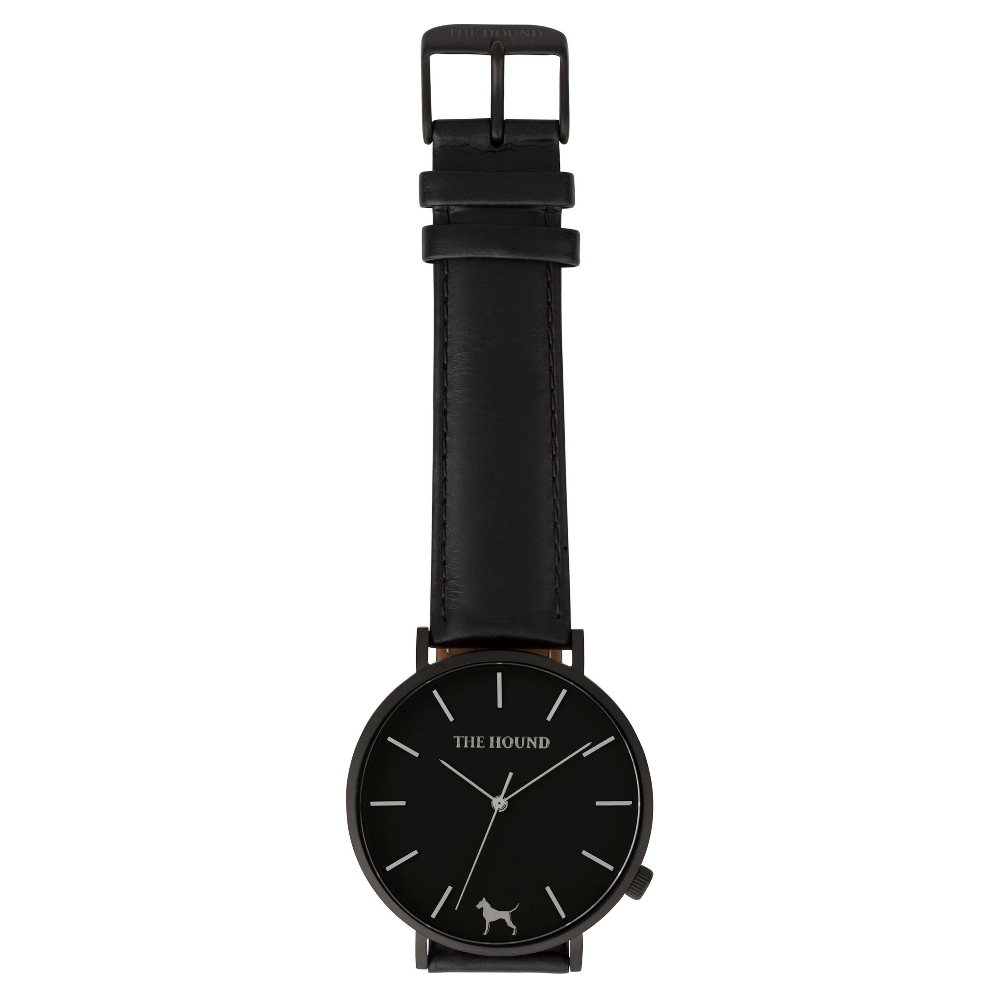 Gift Set - Matte Black Watch with Black Leather Band