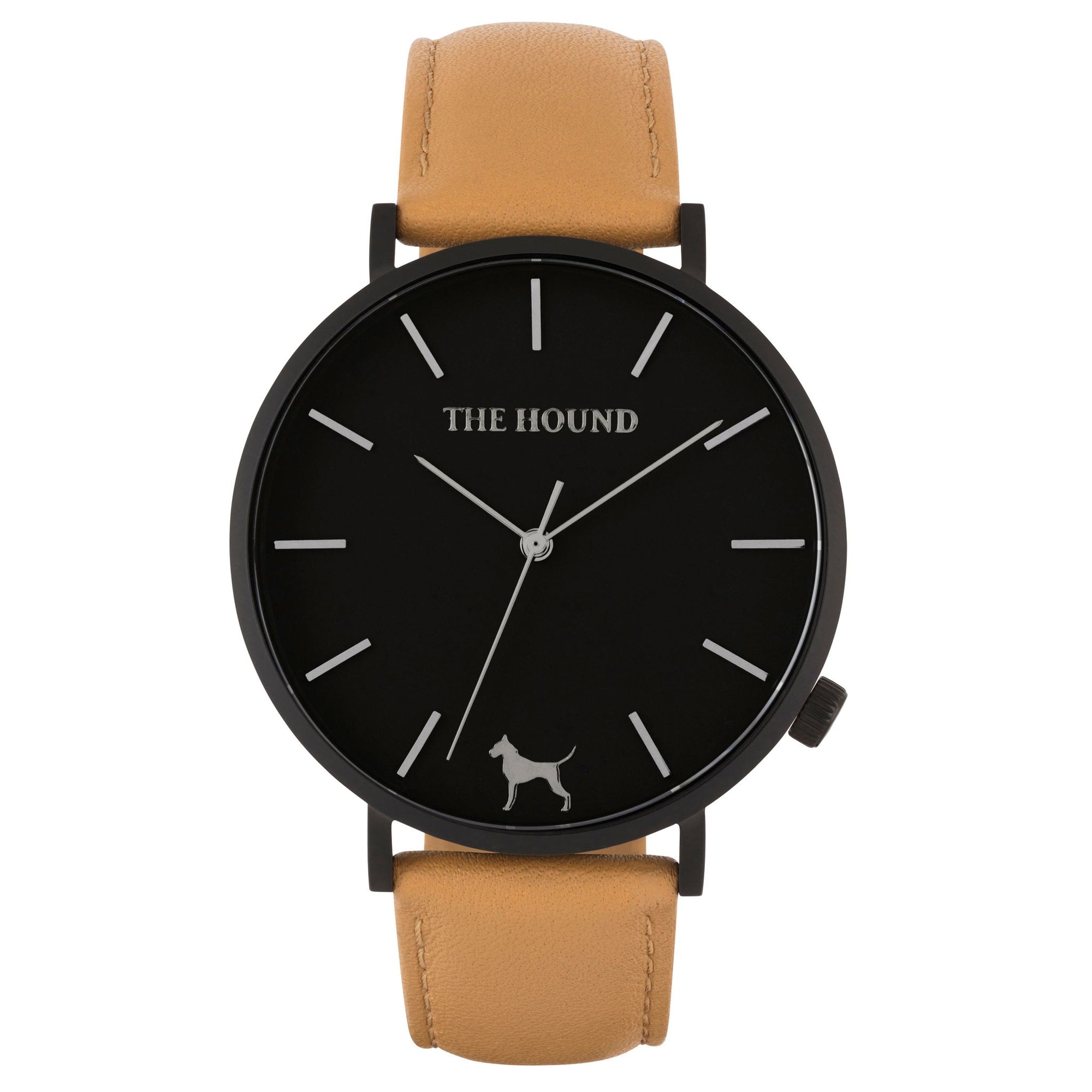 Gift Set - Matte Black Watch with Camel Leather Band