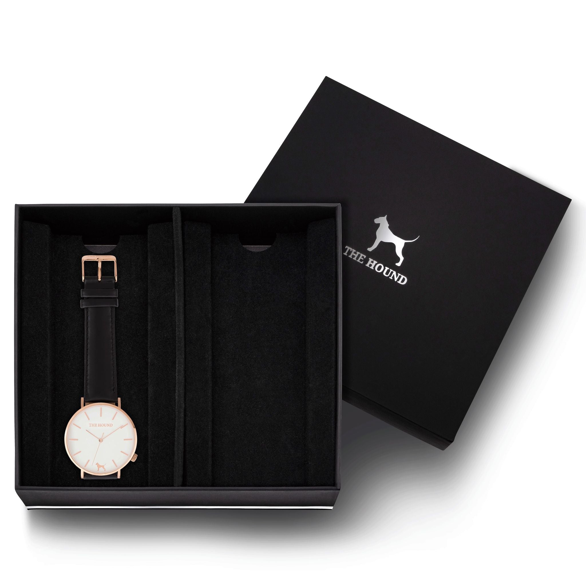 Gift Set - White Rose Watch with Black Leather Band