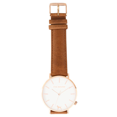 Gift Set - White Rose Watch with Tan Leather Band