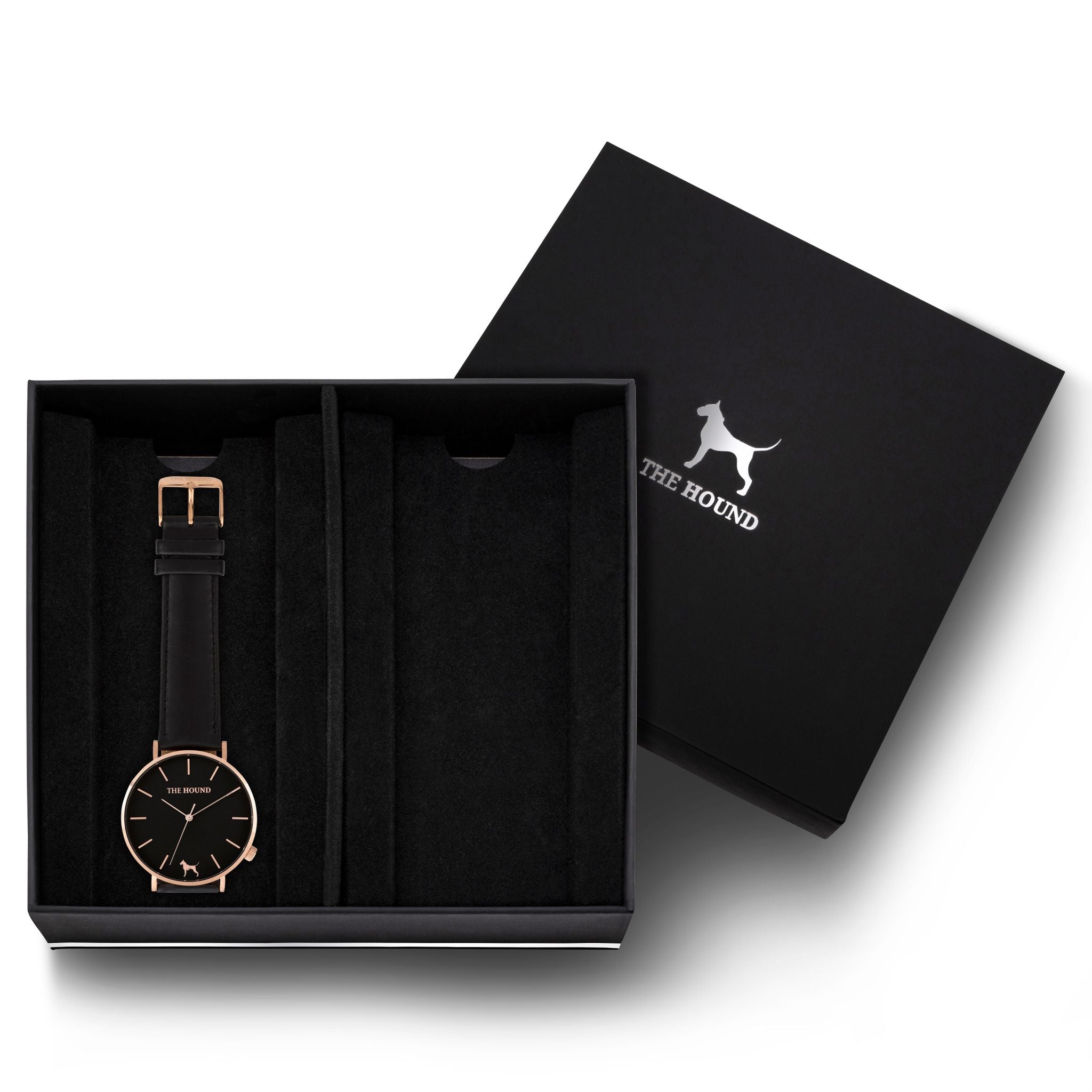 Gift Set - Black Rose Watch with Black Leather Band