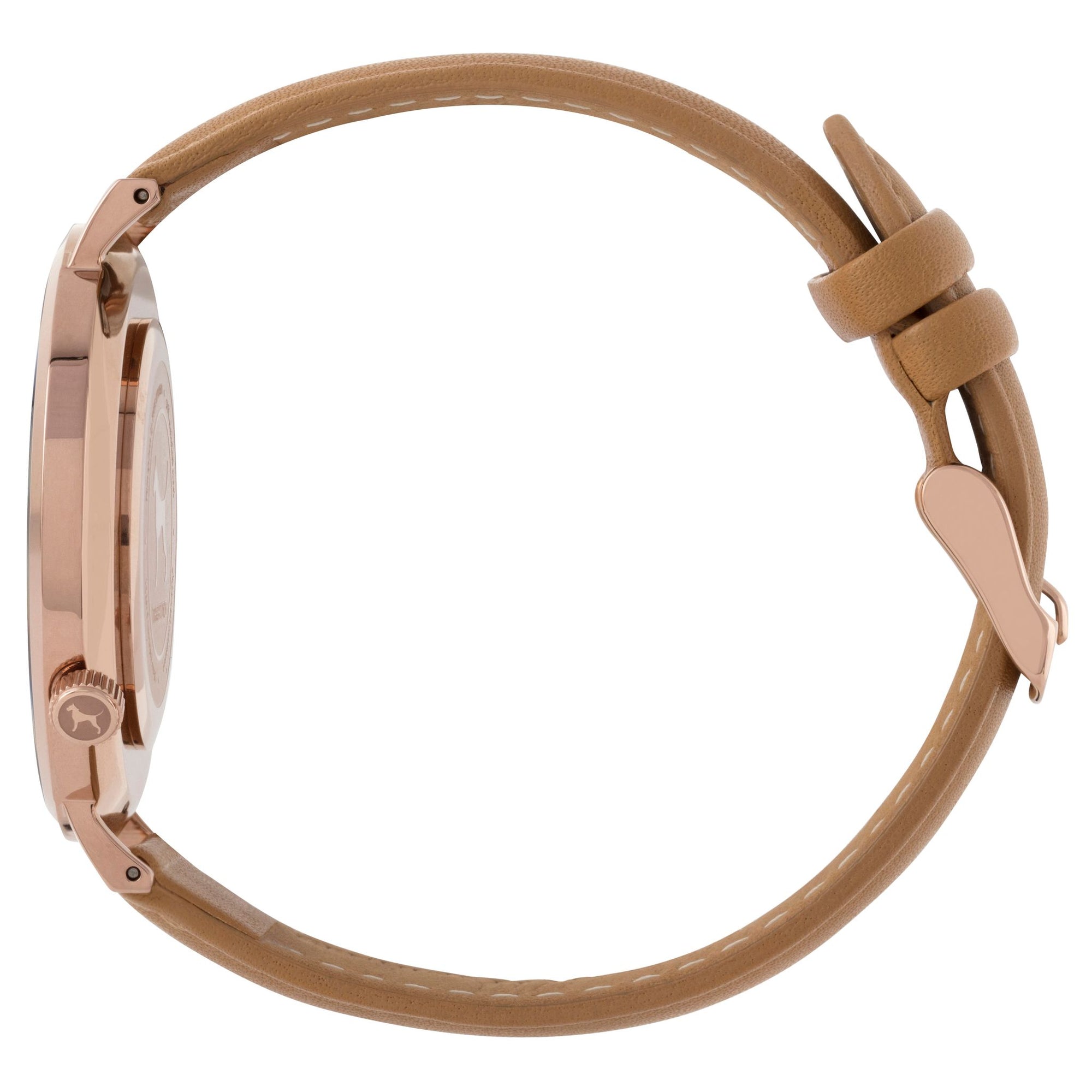 Extra Watch - White Rose & Camel Leather