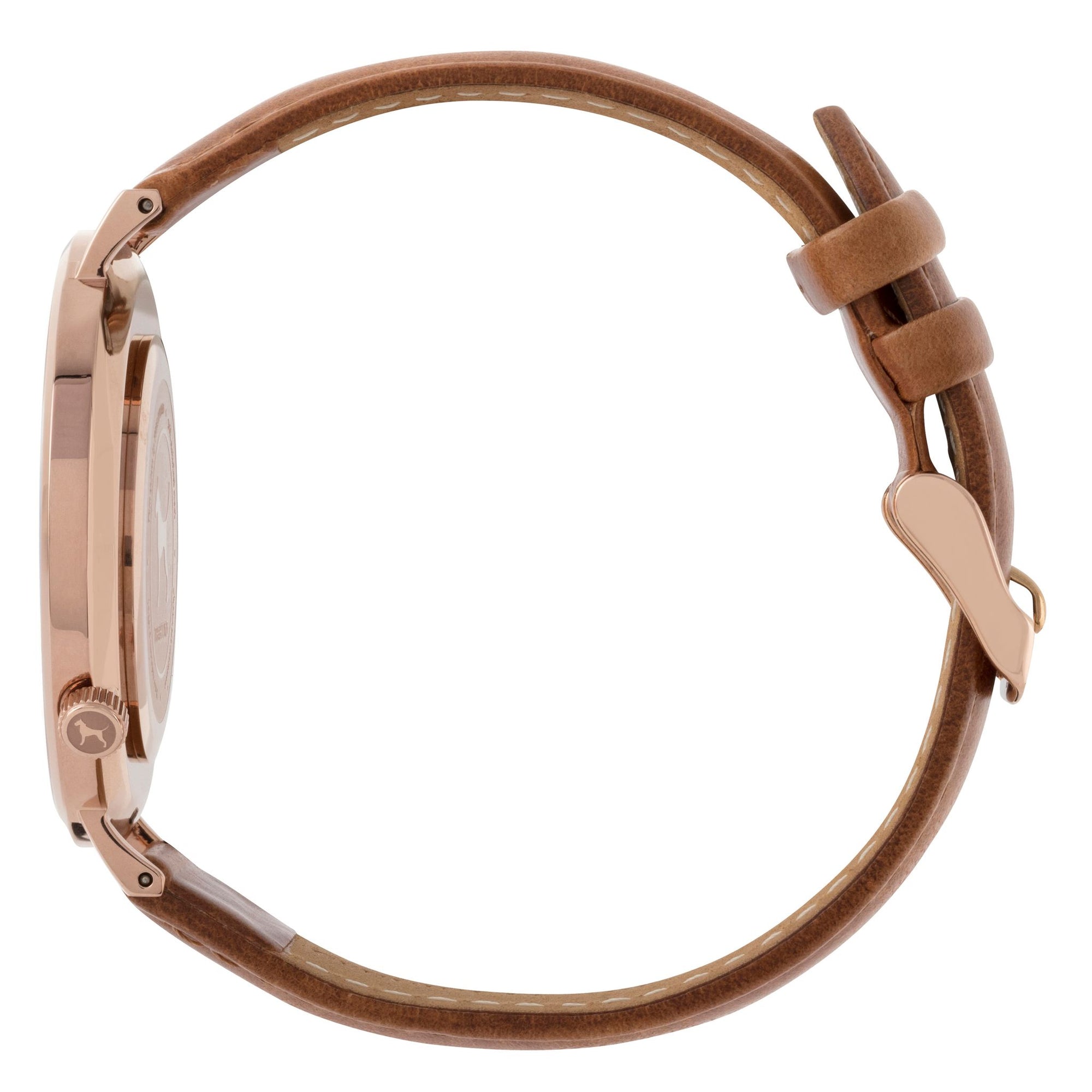 Extra Watch - White Rose & Tan Leather