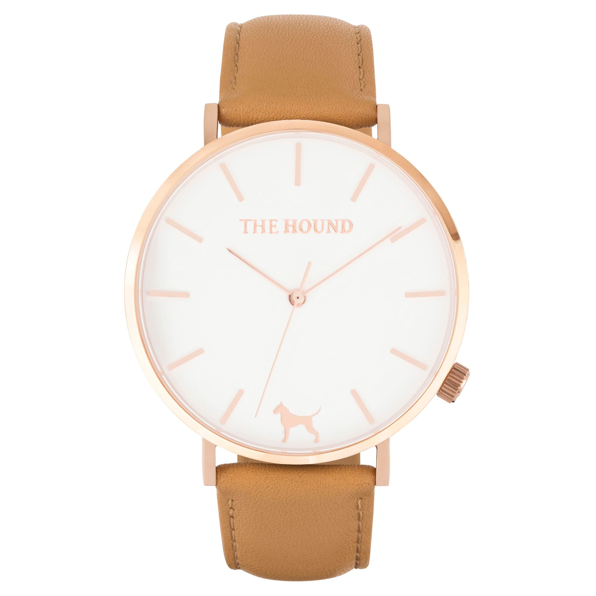 Extra Watch - White Rose & Camel Leather