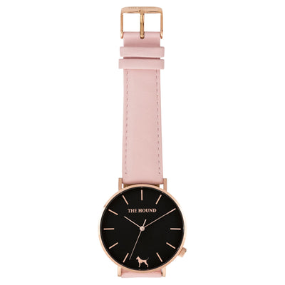 Gift Set - Black Rose Watch with Blush Pink Leather Band
