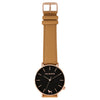 Gift Set - Black Rose Watch with Camel Leather Band