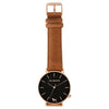 Gift Set - Black Rose Watch with Tan Leather Band