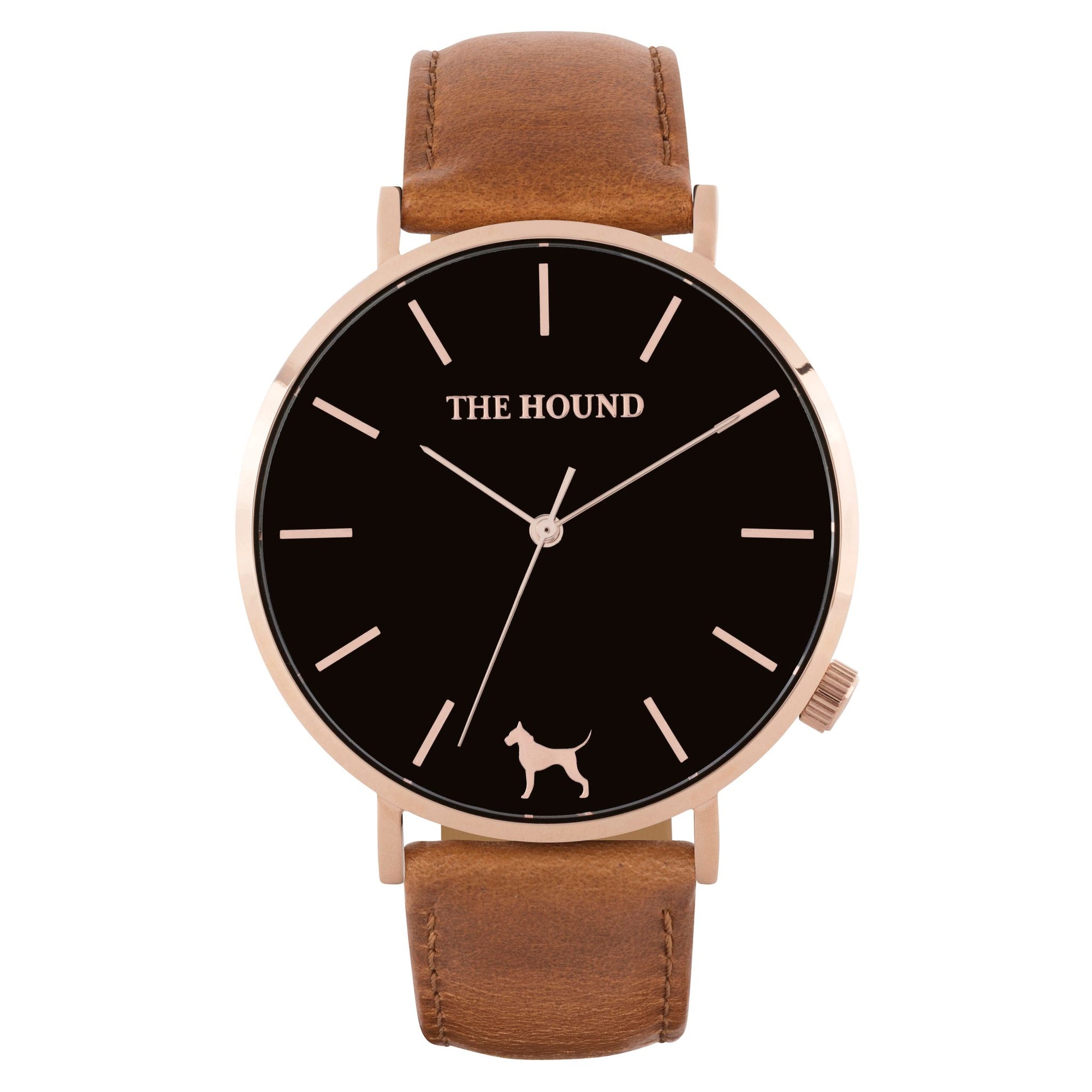 Gift Set - Black Rose Watch with Tan Leather Band