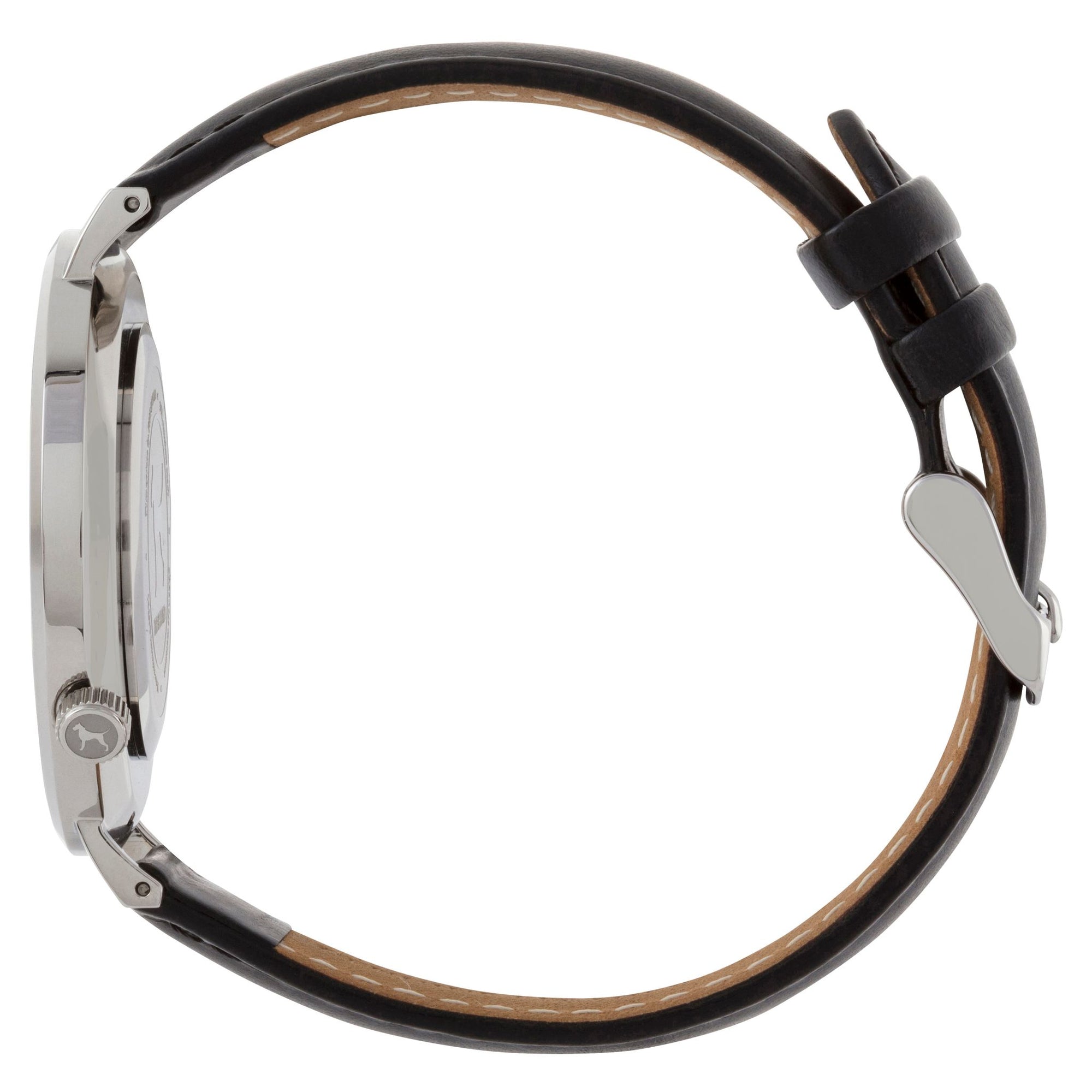 Gift Set - Silver Watch with Black Leather Band