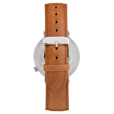 Gift Set - Silver Watch with Tan Leather Band