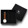 Gift Set - Silver Watch with Tan Leather Band