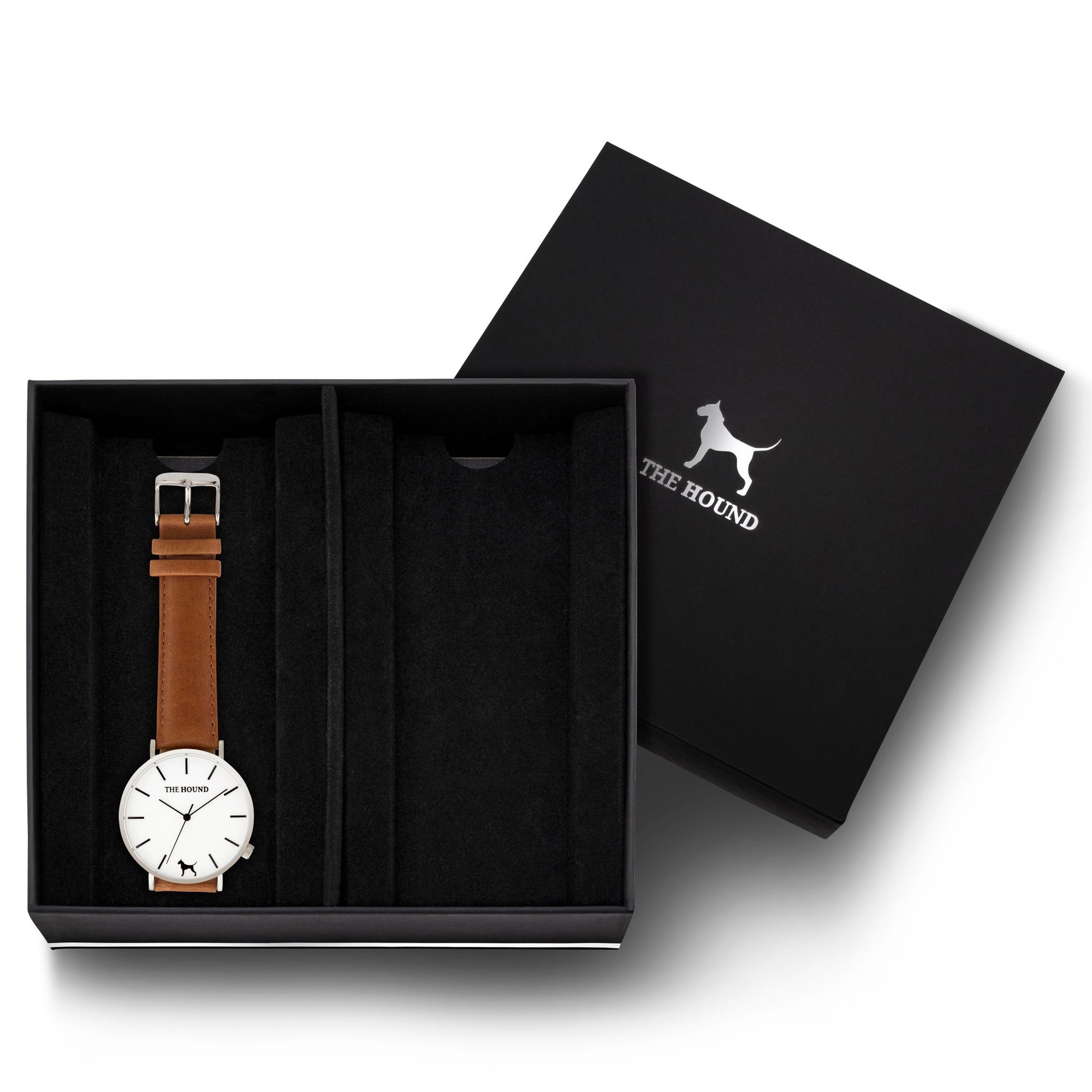 Gift Set - Silver Watch with Tan Leather Band