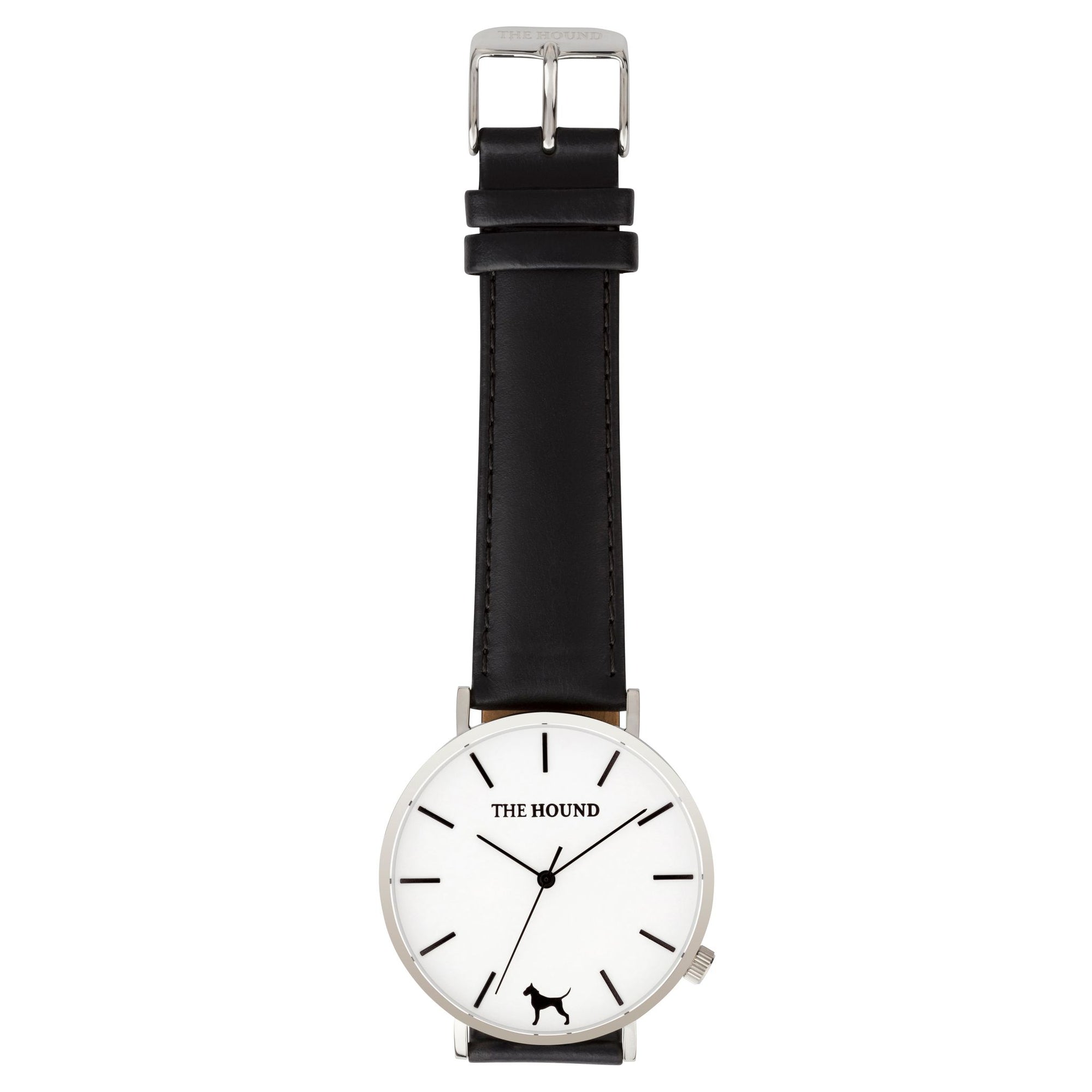 Gift Set - Silver Watch with Black Leather Band