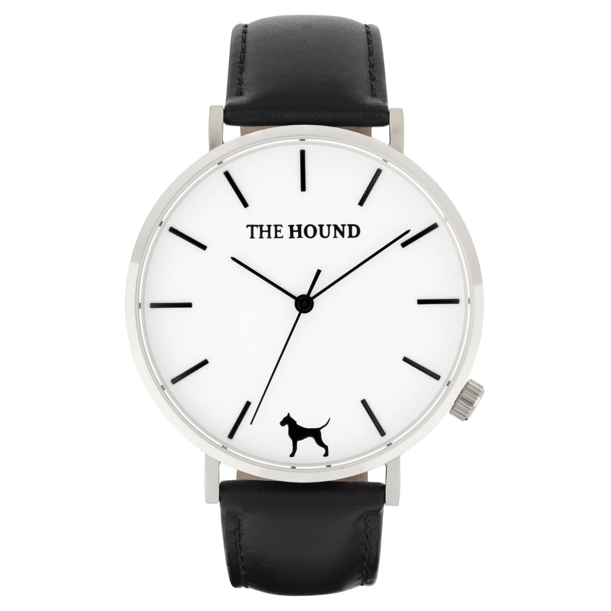 Gift Set - Silver Watch with Black Leather Band