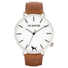 Silver & White Watch<br>+ Tan Leather Band<br>+ Camel Leather Band